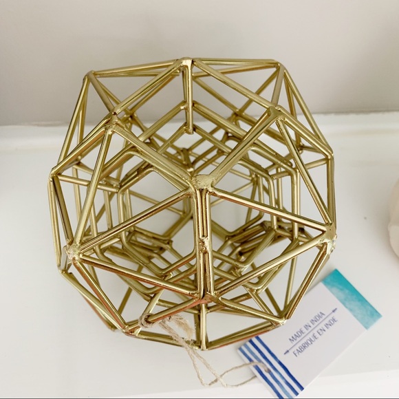 Geometric Gold Orb Decorative Accent - Picture 3 of 3